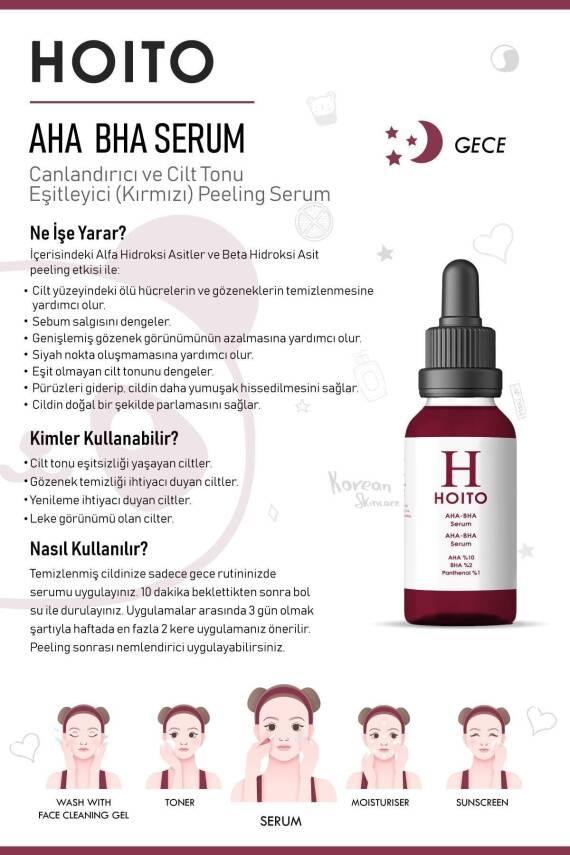 Aha Bha Serum 30ml - Canlandırıcı Cilt Tonu Eşitleyici Kırmızı Peeling Cilt Bakım Serumu - 3