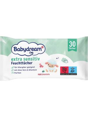Babydream Bebek Islak Mendil Çok Hassas Cilt, Aloe Veralı 30'lu