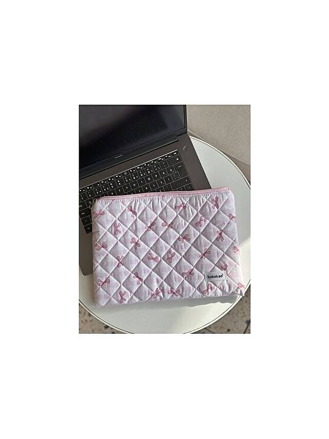Batekso Pembe Pötikare Kurdele Desenli Laptop - Tablet Çantası 13-14 Inç - 1