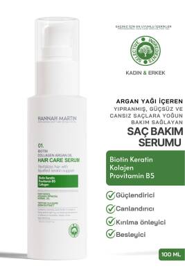 Biotin Keratin Ve Argan Yağı İçerikli Saç Dökülmesi ve Yıpranmış Saçlar için Saç Bakım Serumu