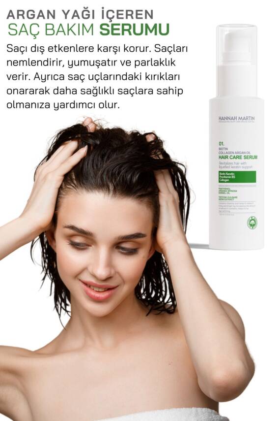 Biotin Keratin Ve Argan Yağı İçerikli Saç Dökülmesi ve Yıpranmış Saçlar için Saç Bakım Serumu - 2
