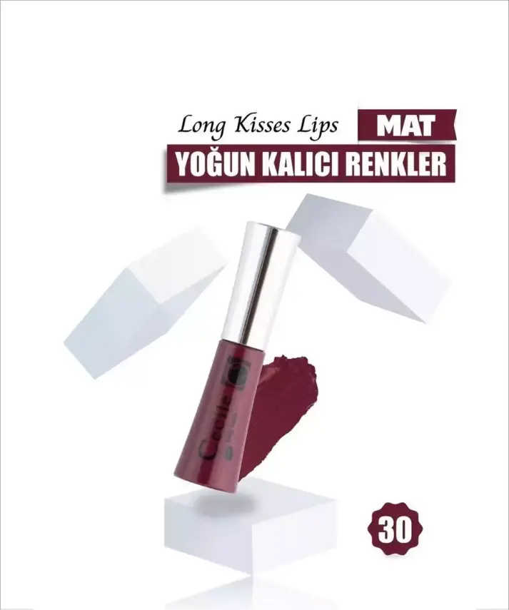 Cecile Long Kisses Lipgloss Kalıcı Mat Ruj 30 Dark Maroon - 1