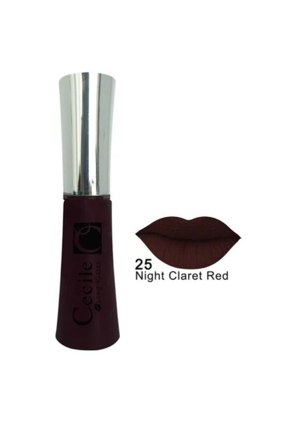 Cecile Long Kisses Lipgloss Likit Kalıcı Ruj No:25 Night Claret Red - 1