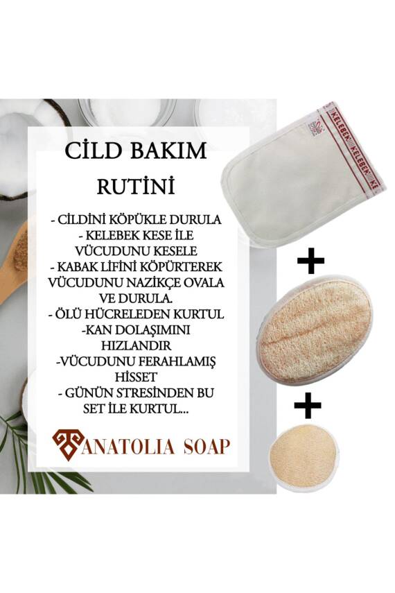 Doğal Kabak Lifi Yüz Ve Vücut Ayrıca Kelebek Kalın Kese Birlikte Muhteşem Üçlü - 3