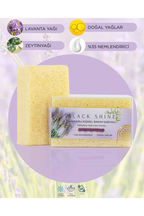 Doğal Lavanta Özlü, %35 Nemlendiricili, Süngerli Kişisel Katı Bakım Sabunu 100 gr - 1