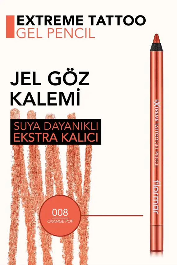 Extreme Tattoo Yüksek Pigmentli & Doğal Işıltılı Jel Göz Kalemi 008 ORANGE POP - 1