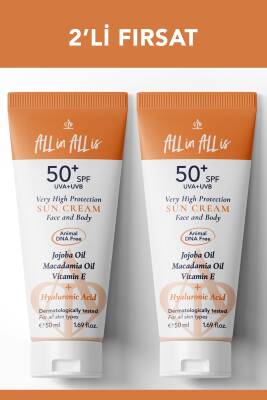 Hyalüronik Asit ve Jojoba Yağı içeren SPF50+ Tüm Ciltler için Yüksek Korumalı 2'li Güneş Kremi 50 ml - 2