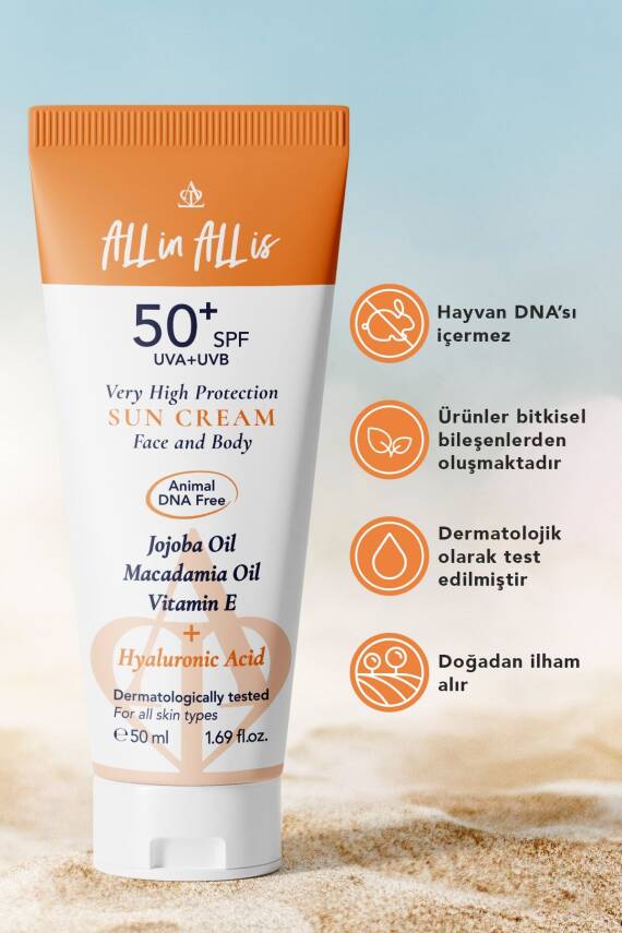 Hyalüronik Asit ve Jojoba Yağı içeren SPF50+ Tüm Ciltler için Yüksek Korumalı 2'li Güneş Kremi 50 ml - 4