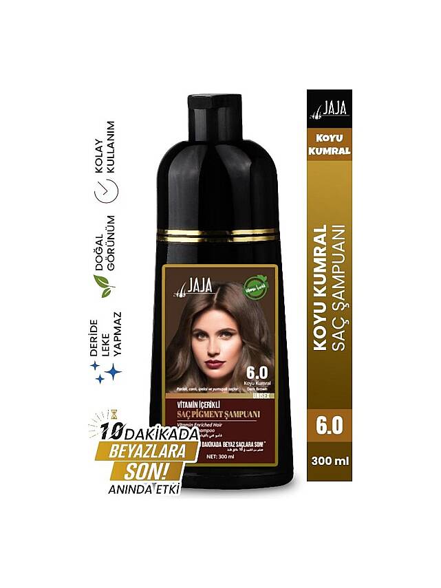Jaja Koyu kumral Vitamin Içerikli Saç Pigment Şampuanı Unisex 6.0 300 ml - 1