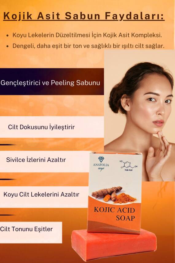 Kojik Asit Zerdeçal Hücre Yenileyici Ciltteki Lekeleri Giderici Kolajen Etkisi Hyaluronik Sabunu  - 4