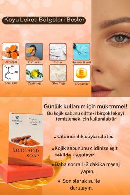 Kojik Asit Zerdeçal Hücre Yenileyici Ciltteki Lekeleri Giderici Kolajen Etkisi Hyaluronik Sabunu  - 5