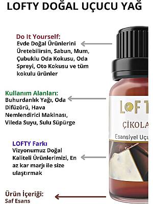 Lofty Çikolata Uçucu Yağ Buhurdanlık Esansı Konsantre Oda Kokusu Uçucu Esans Buhur Yağı 10 ml - 4