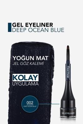 Özel Fırça Başlıklı Yoğun Pigmentli Mat Jel Eyeline -gel Eyeliner-02 Oceanblue-8690604591886 - 26