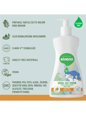 Siveno %100 Doğal Sıvı Kastil Sabun Portakal Yağlı Tazeleyici Nemlendirici Bitkisel Vegan 300 ml - 3