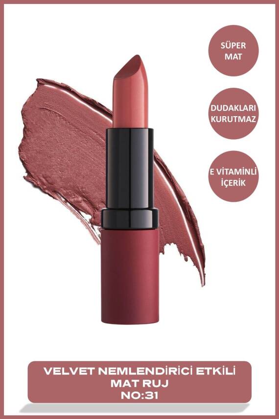 Velvet Matte Lipstick No 31 Light Rose - Mat Ruj - 614