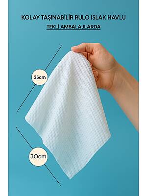Wet Towel - 50 Paket - Tek Kullanımlık Rulo Islak Havlu - 5